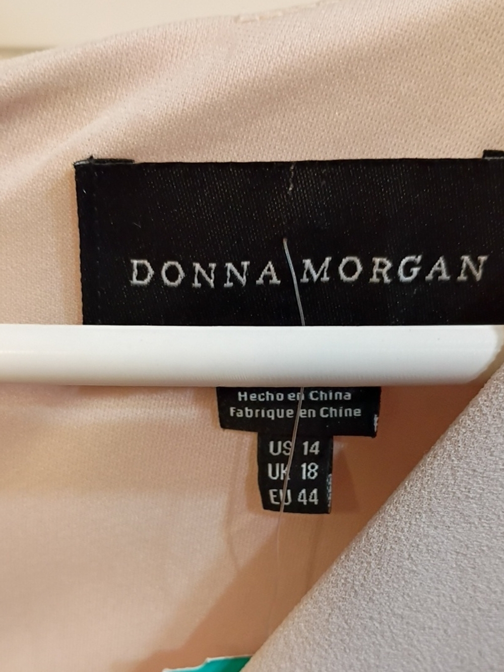 Donna Morgan Blush Long-Sleeve V-Neck Mini Dress with Ring Detail - Picture 5 of 10